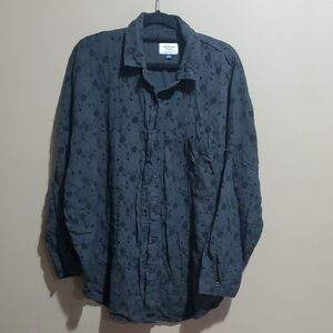 American Eagle Outfitters Dark Gray Patterned Shirt Size Large